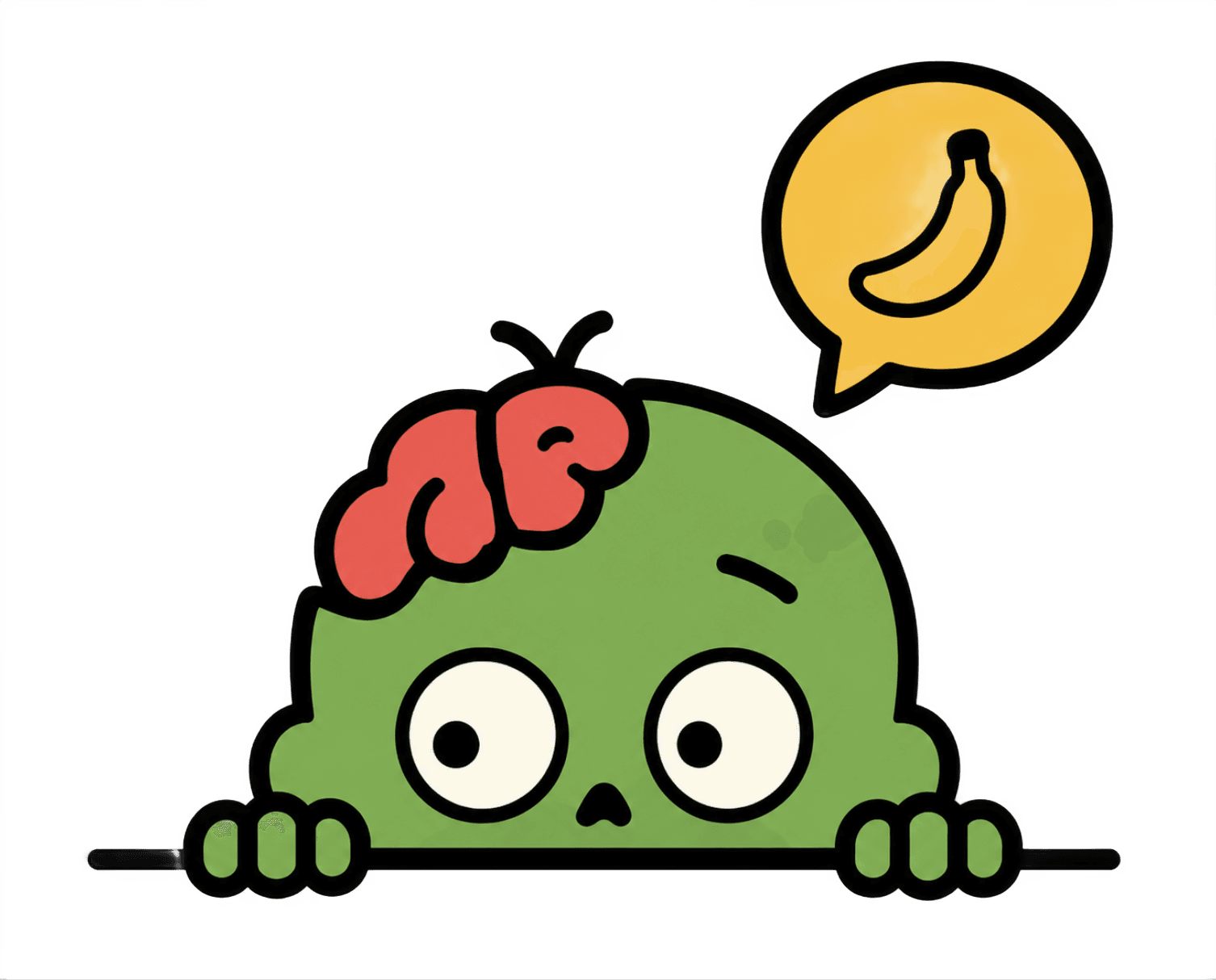 Brainana mascot peeking over a study card